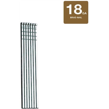 Grip-Rite Collated Brad Nail, 1-1/2 in L, 18 ga, Electro Galvanized, Brad Head, 5000 PK GRF18112